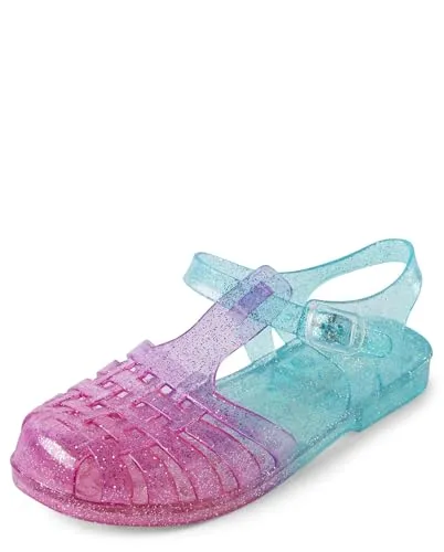 The Children's Place Girls Jelly Fisherman Sandals, Glitter Ombre Multicolor, 13 Little Kid