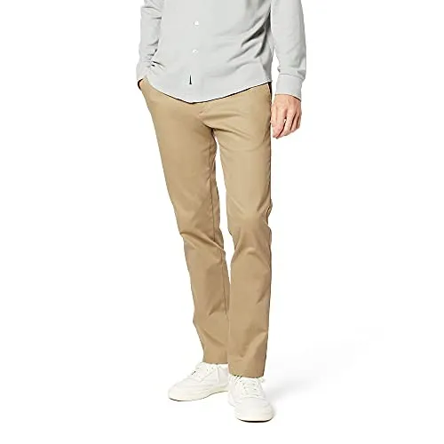 Dockers Men's Slim Fit Signature Lux Cotton Stretch Pants, New British Khaki, 32W x 32L