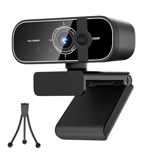 ISKOVI C28 1080P Webcam with Privacy Cover and Tripod Stand, PC Camera with Noise-Canceling Mic, Computer Camera with Auto Light Correction,Plug and Play, Web Camera for streaming, Zoom/Facetime
