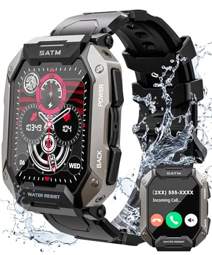 Smart Watches for Men - 2.01'' HD Display, 80 Days Long Battery, IP68 Waterproof, Bluetooth Call, 100 Sport Modes Fitness Tracker Watch, Heart Rate/Blood Oxygen/Sleep Monitor Smart Watch for Android