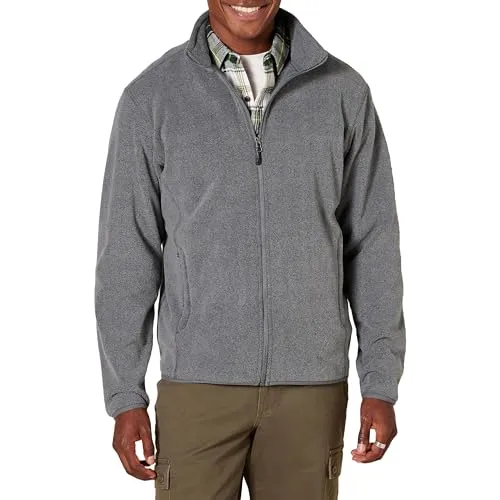 Amazon Essentials Men's Full-Zip Fleece Jacket (Available in Big & Tall), Charcoal Heather, Large