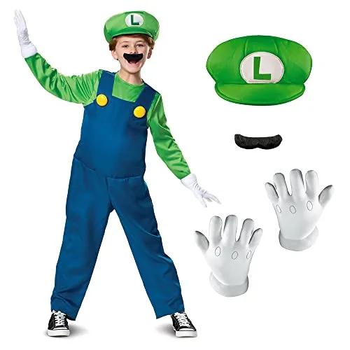 Disguise Nintendo Luigi Deluxe Boys' Costume Green, M (7-8)