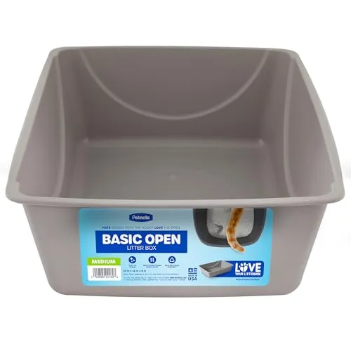 Petmate Open Cat Litter Box, Blue Mesa/Mouse Grey,M (Pack of 1), Made in USA